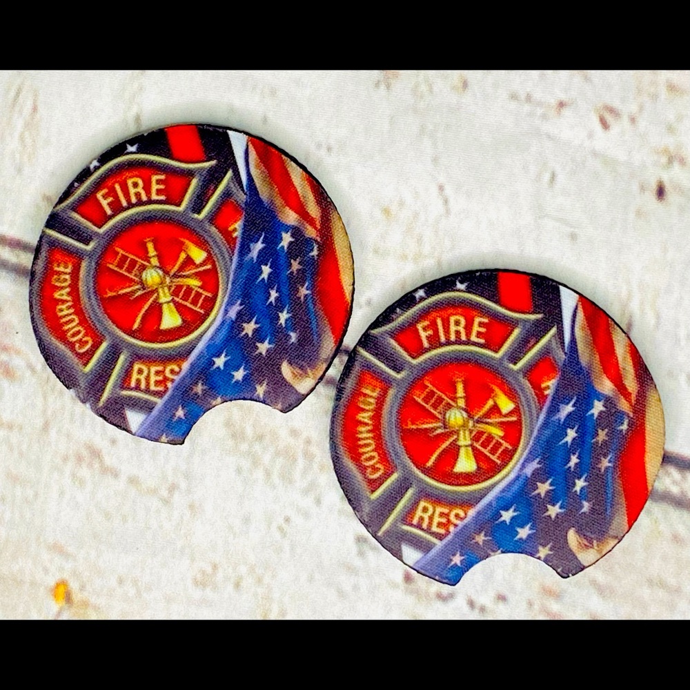New Firefighters Car Cup Coasters Set